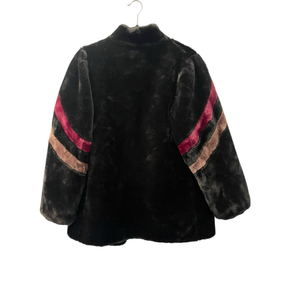 Vintage 70's Faux Fur Boogie Nights Striped Coat Jacket Size Medium Women's - Picture 5 of 8